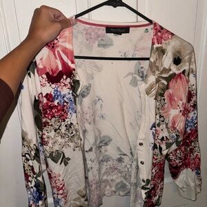White House Black Market Floral Cardigan